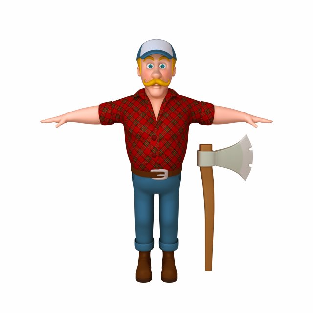 lumberjack cartoon Modelo 3D .c4d .max .obj .3ds .fbx .stl .blend 