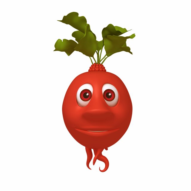 radish cartoon 3D Модель .c4d .max .obj .3ds .fbx .stl .blend 