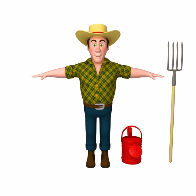 farmer 03 cartoon 3Dモデル .c4d .max .obj .3ds .fbx .stl .blend 