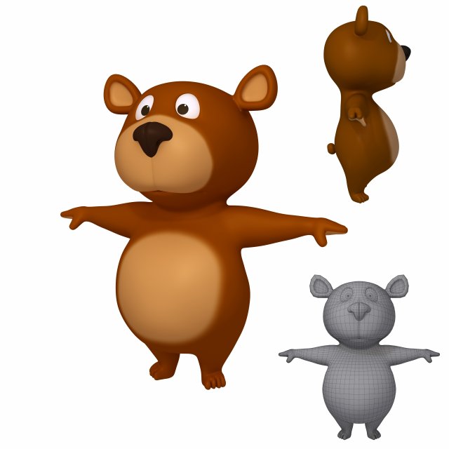 bear cartoon 3D Модель .c4d .max .obj .3ds .fbx .stl .blend 