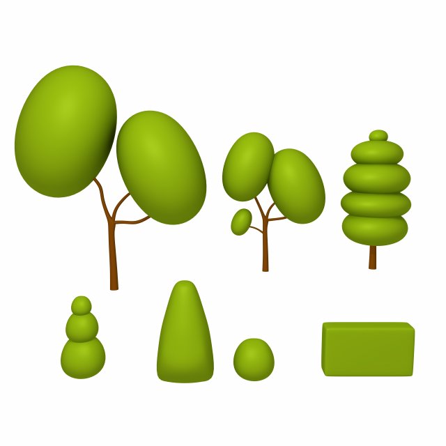 trees cartoon set 01 3D मॉडल .c4d .max .obj .3ds .fbx .stl .blend 