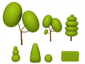 trees cartoon set 01 3Dモデル