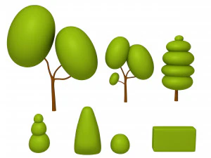 Zestaw kresk&oacute;wek drzew 01 Model 3D