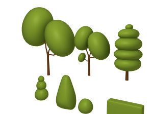 trees cartoon set 01 3D मॉडल