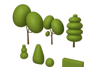 Trees cartoon set 01 3D Model