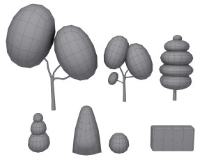 trees cartoon set 01 3D मॉडल