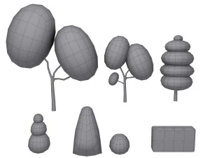 Trees cartoon set 01 3D Model
