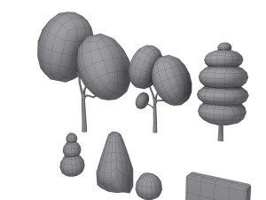 trees cartoon set 01 3D मॉडल