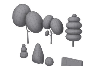 Trees cartoon set 01 3D Model