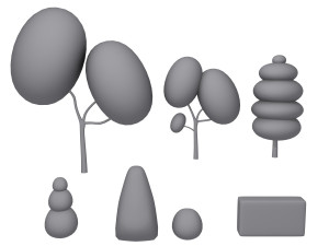 trees cartoon set 01 3D मॉडल