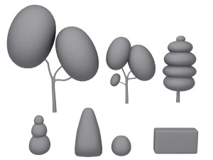Trees cartoon set 01 3D Model