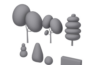 trees cartoon set 01 3D मॉडल