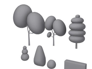 Trees cartoon set 01 3D Model