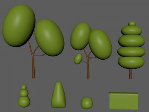 trees cartoon set 01 3D मॉडल