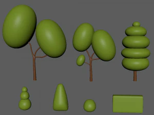 Trees cartoon set 01 3D Model