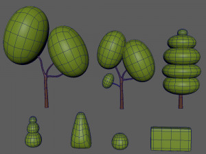 trees cartoon set 01 3D मॉडल