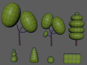 Trees cartoon set 01 3D Model