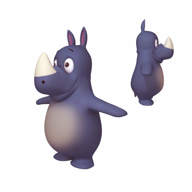 rhino cartoon Model 3D .c4d .max .obj .3ds .fbx .stl .blend 