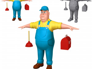 plumber worker cartoon 3Dモデル