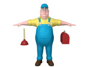 plumber worker cartoon 3D Model