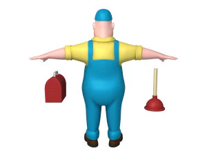 plumber worker cartoon 3D Model