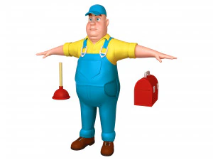 plumber worker cartoon 3D Model