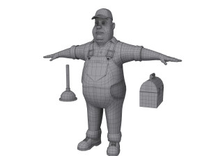 plumber worker cartoon Modelo 3D