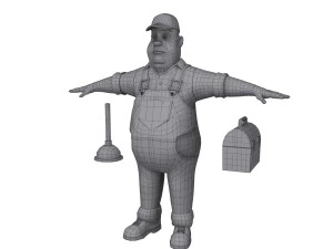 plumber worker cartoon 3D Model