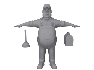 plumber worker cartoon Modelo 3D