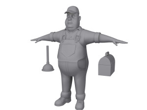 plumber worker cartoon Modelo 3D