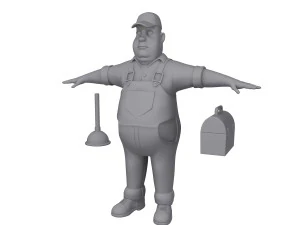 plumber worker cartoon 3D Model