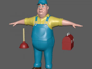 plumber worker cartoon 3D Model