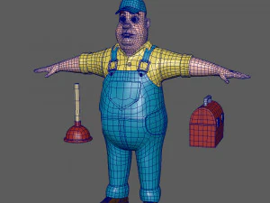 plumber worker cartoon 3D Model