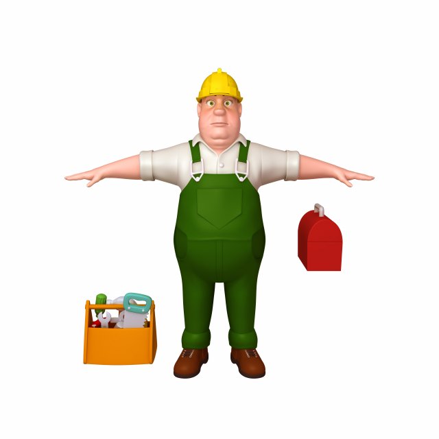 worker 03 cartoon Modelo 3D .c4d .max .obj .3ds .fbx .stl .blend 