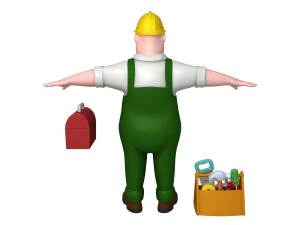 iş&ccedil;i 03 &ccedil;izgi film 3D Model