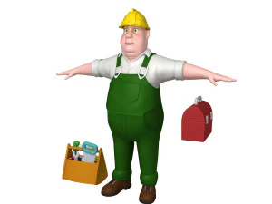 iş&ccedil;i 03 &ccedil;izgi film 3D Model