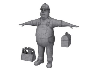 iş&ccedil;i 03 &ccedil;izgi film 3D Model