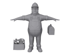 iş&ccedil;i 03 &ccedil;izgi film 3D Model