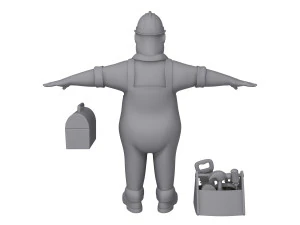 iş&ccedil;i 03 &ccedil;izgi film 3D Model