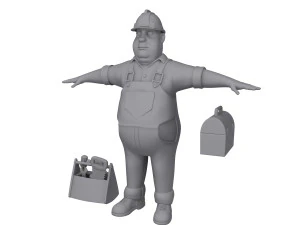 iş&ccedil;i 03 &ccedil;izgi film 3D Model