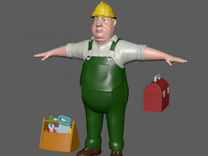 iş&ccedil;i 03 &ccedil;izgi film 3D Model