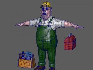 iş&ccedil;i 03 &ccedil;izgi film 3D Model