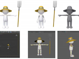 stickman 15 characters collection rigged 3D Model
