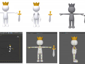 stickman 15 characters collection rigged 3D Model
