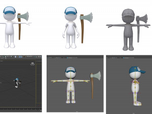 stickman 15 characters collection rigged 3D 모델