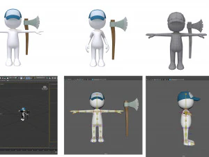 stickman 15 characters collection rigged 3D Model