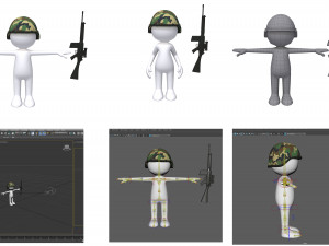 stickman 15 characters collection rigged 3D 모델
