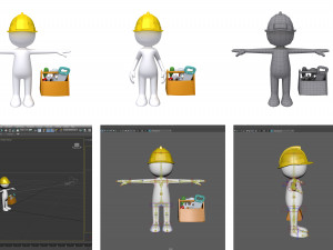 stickman 15 characters collection rigged 3D 모델