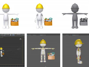 stickman 15 characters collection rigged 3D Model