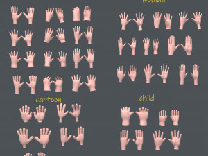 30 hands cartoon 3D Model